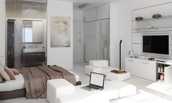 Дизайн 1 комнатной квартиры: проект интерьера студии - фото